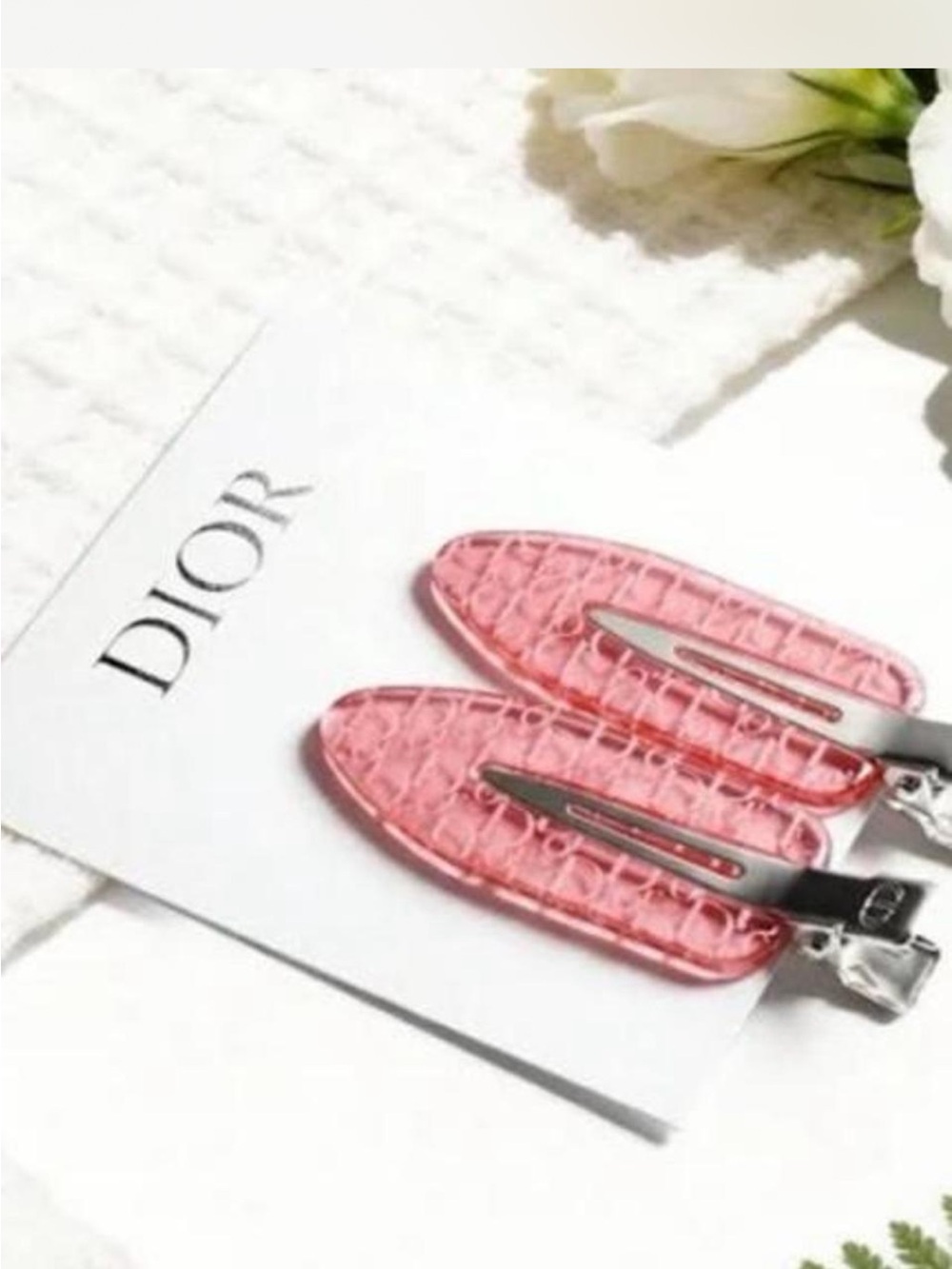 DIOR Barrettes No-Bend Hair Clips -PINK  (ONE PAIR) 
~NEW~